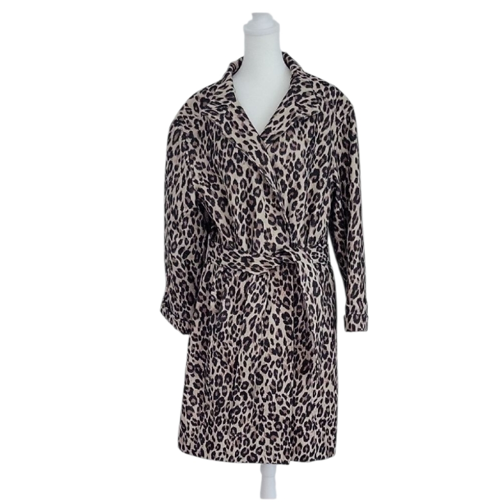 Chico's Leopard Print Wrap Coat Size 12
